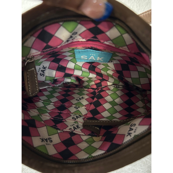 The Sak Brown Crochet Woven Crossbody Bag Purse Small - Picture 5 of 7